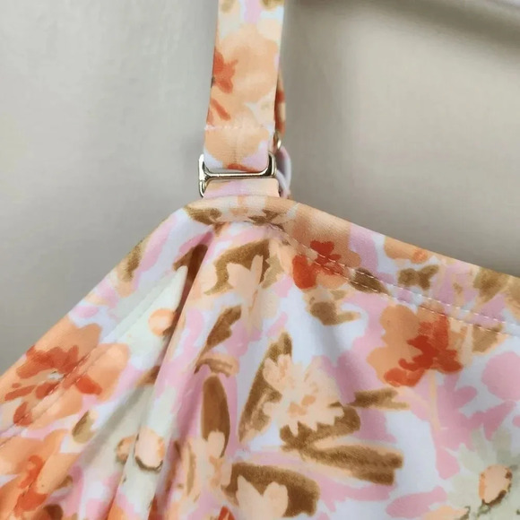 KONA SOL Women's Swim Suit‎ Adjustable Strap Orange Pink Flowers SZ 24W Modest - Picture 13 of 14